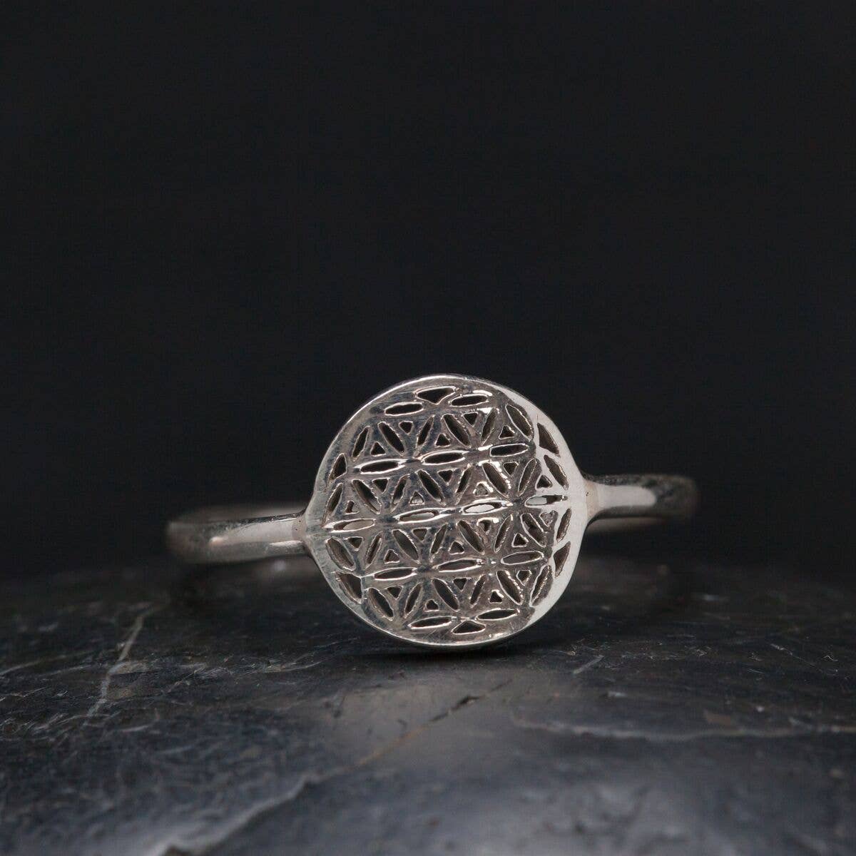 Mini Sterling Silver Flower of Life Ring