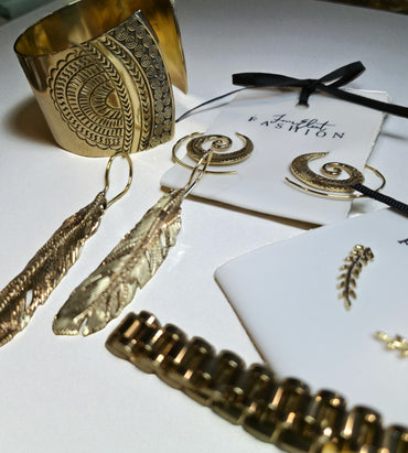 Brass Feather Spiral Earring