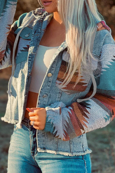 Denim Aztec Patchwork Jacket