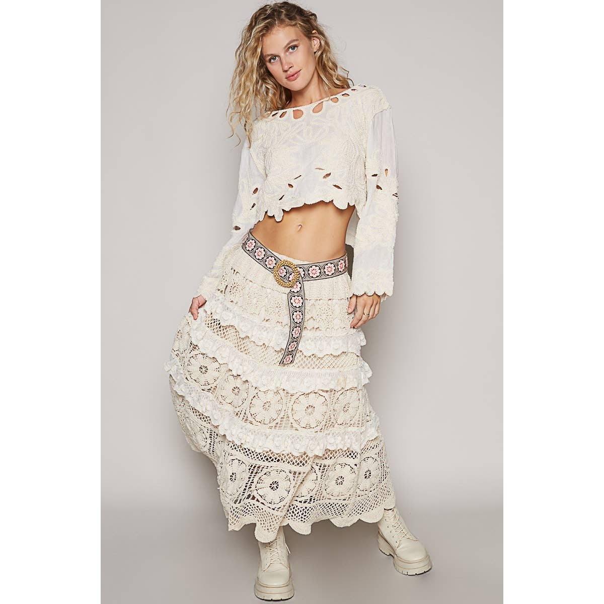 COMING SOON! Cropped Long Sleeve Solid Crochet Top