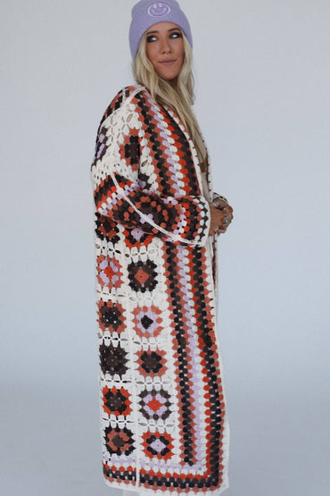 Soulful Wanderer Crochet Duster - Brown Multi