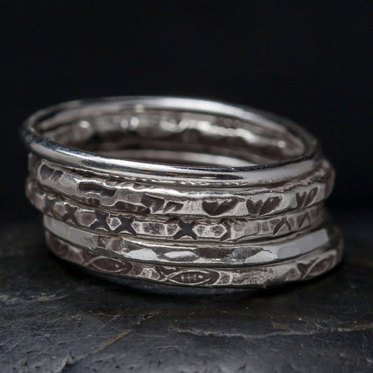 Hill Tribe Sterling Silver Stacking Ring Set