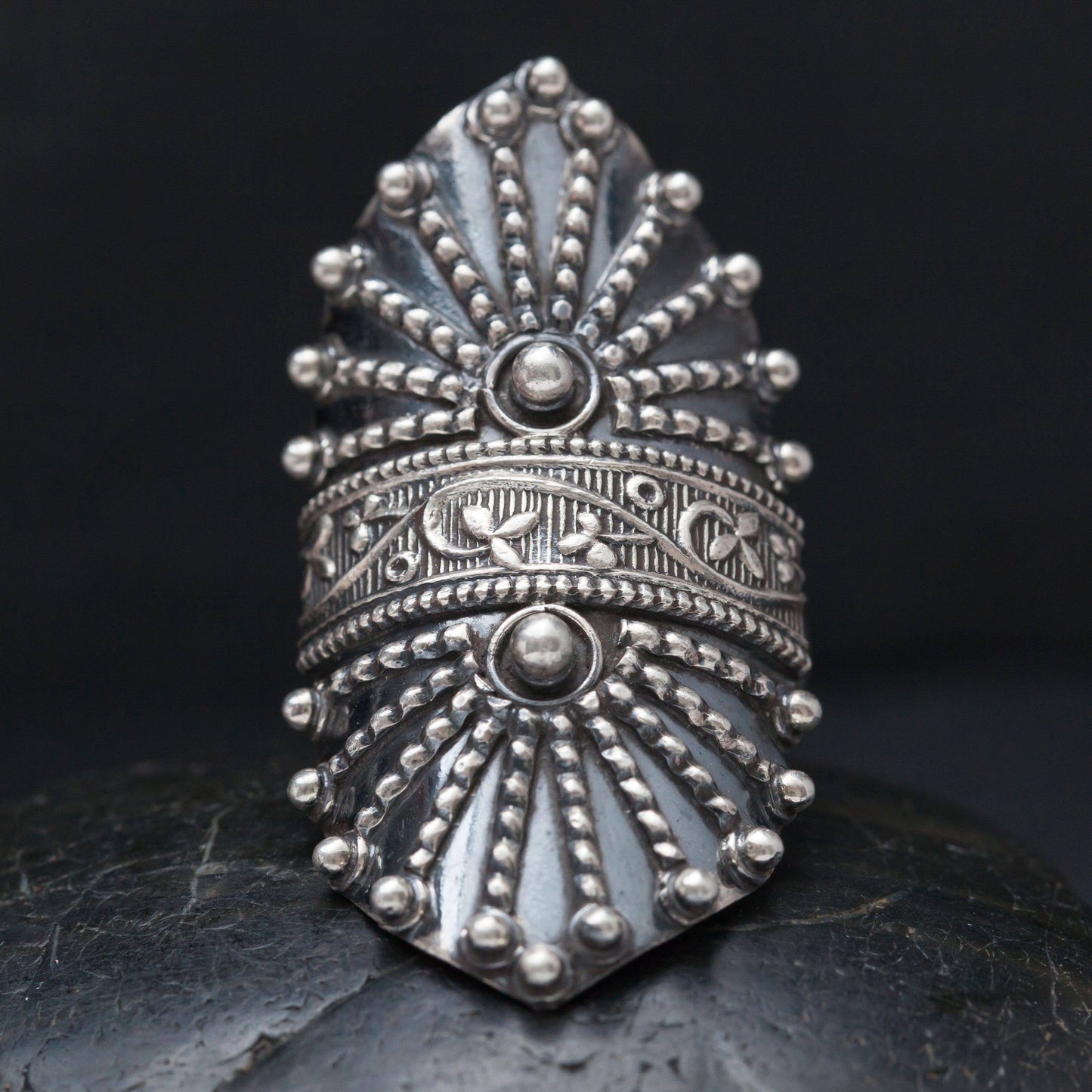 Sterling Silver Studded Detail Ring