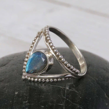 Sterling Silver Spotted Triangle Ring