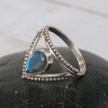 Sterling Silver Spotted Triangle Ring