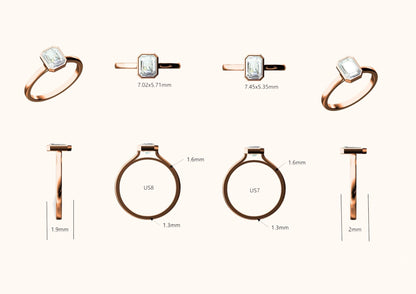 1.36 CT 18K Solid Rose Gold Radiant-Cut Diamond Ring