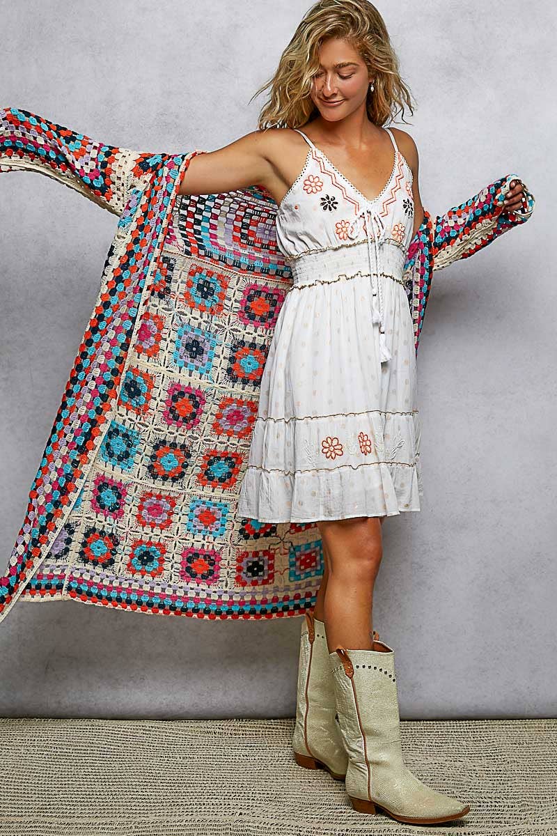 Vintage Crochet Boho Duster