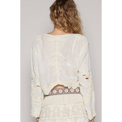 COMING SOON! Cropped Long Sleeve Solid Crochet Top