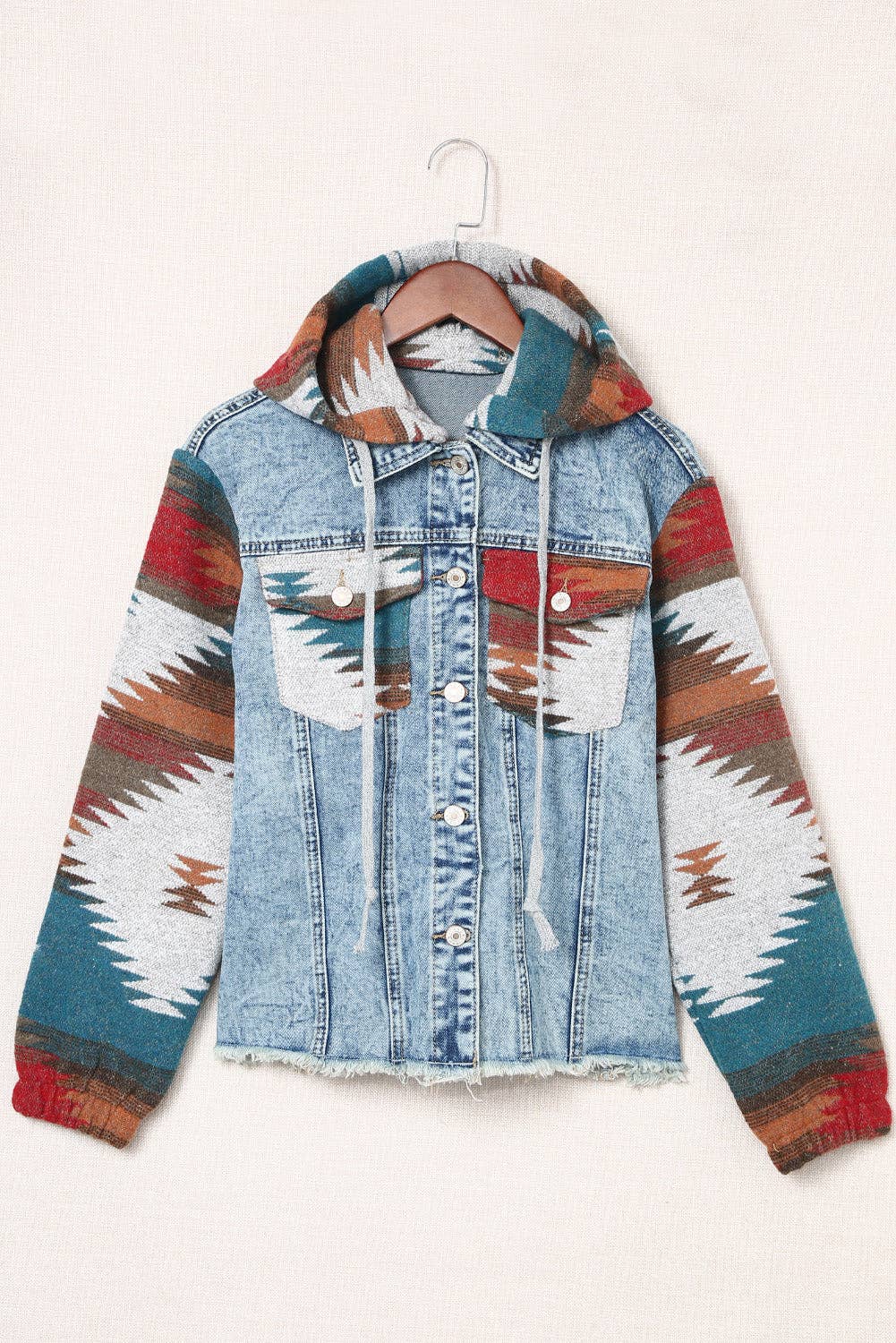 Denim Aztec Patchwork Jacket