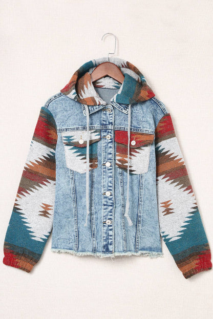 Denim Aztec Patchwork Jacket