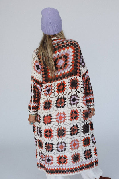 Soulful Wanderer Crochet Duster - Brown Multi