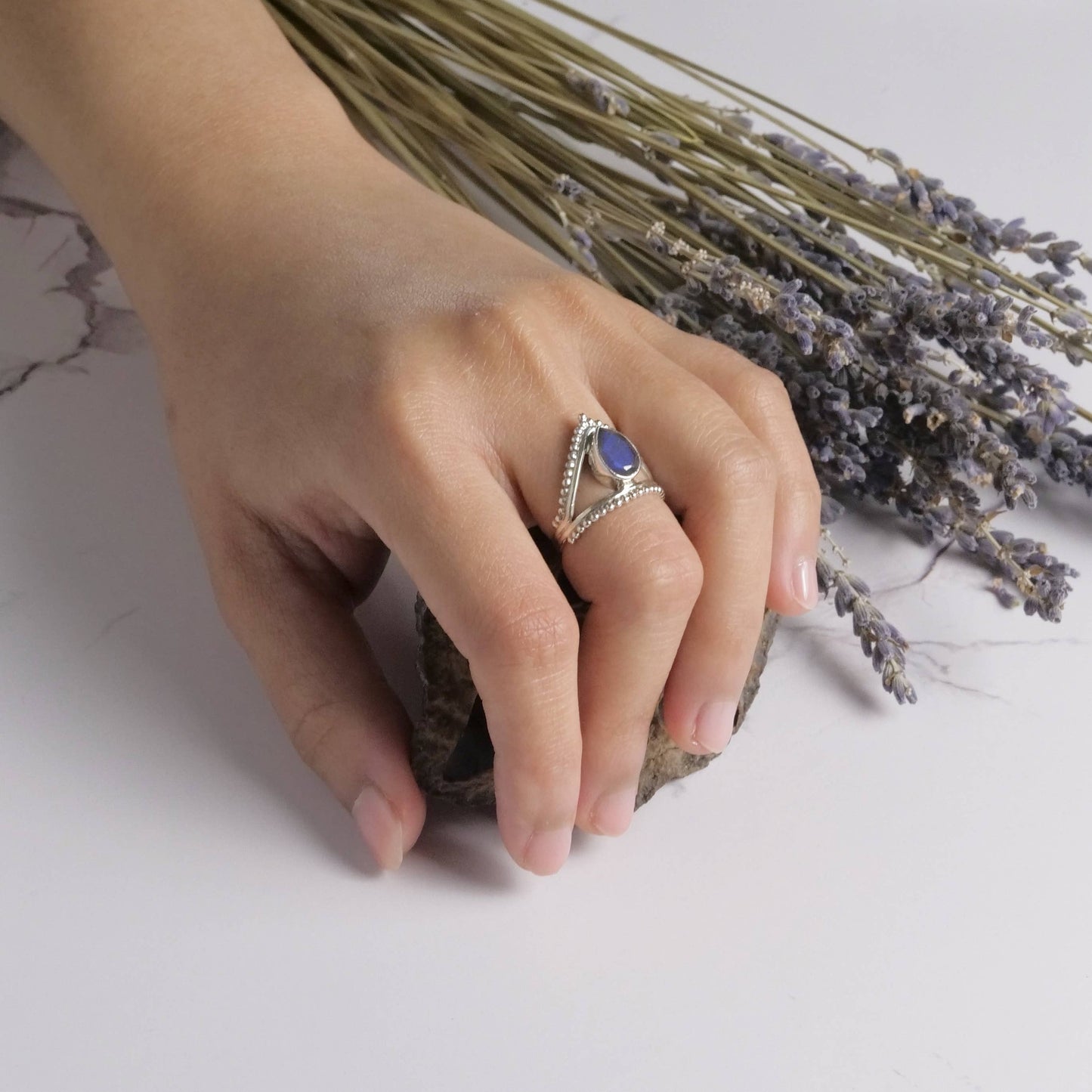 Sterling Silver Spotted Triangle Ring