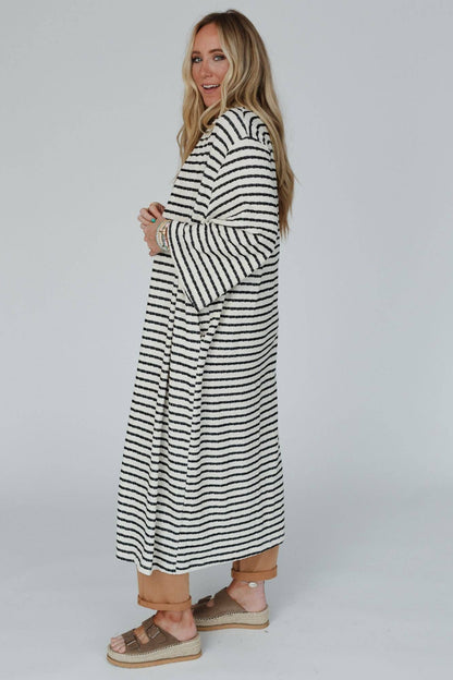 Venyx Striped Duster Cardigan - Cream Black