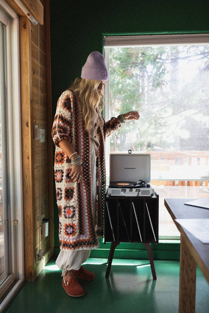 Soulful Wanderer Crochet Duster - Brown Multi