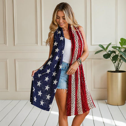 Oversized American Flag Knit Blanket Scarf 🇺🇸