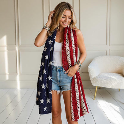 Oversized American Flag Knit Blanket Scarf 🇺🇸