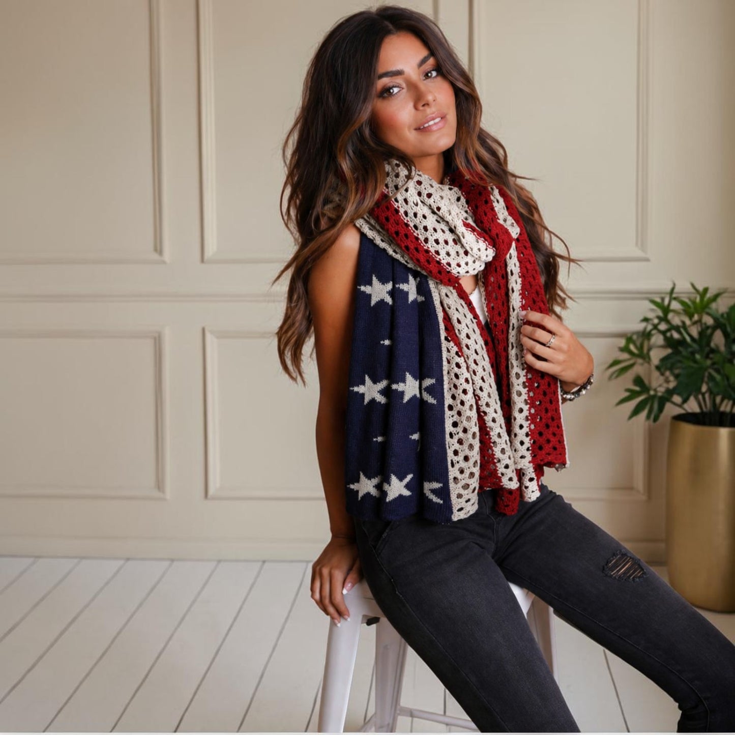 Oversized American Flag Knit Blanket Scarf 🇺🇸