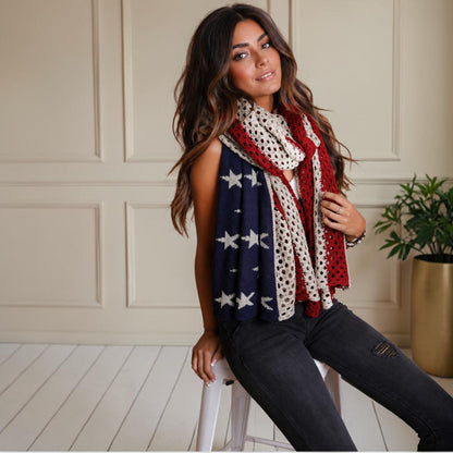 Oversized American Flag Knit Blanket Scarf 🇺🇸