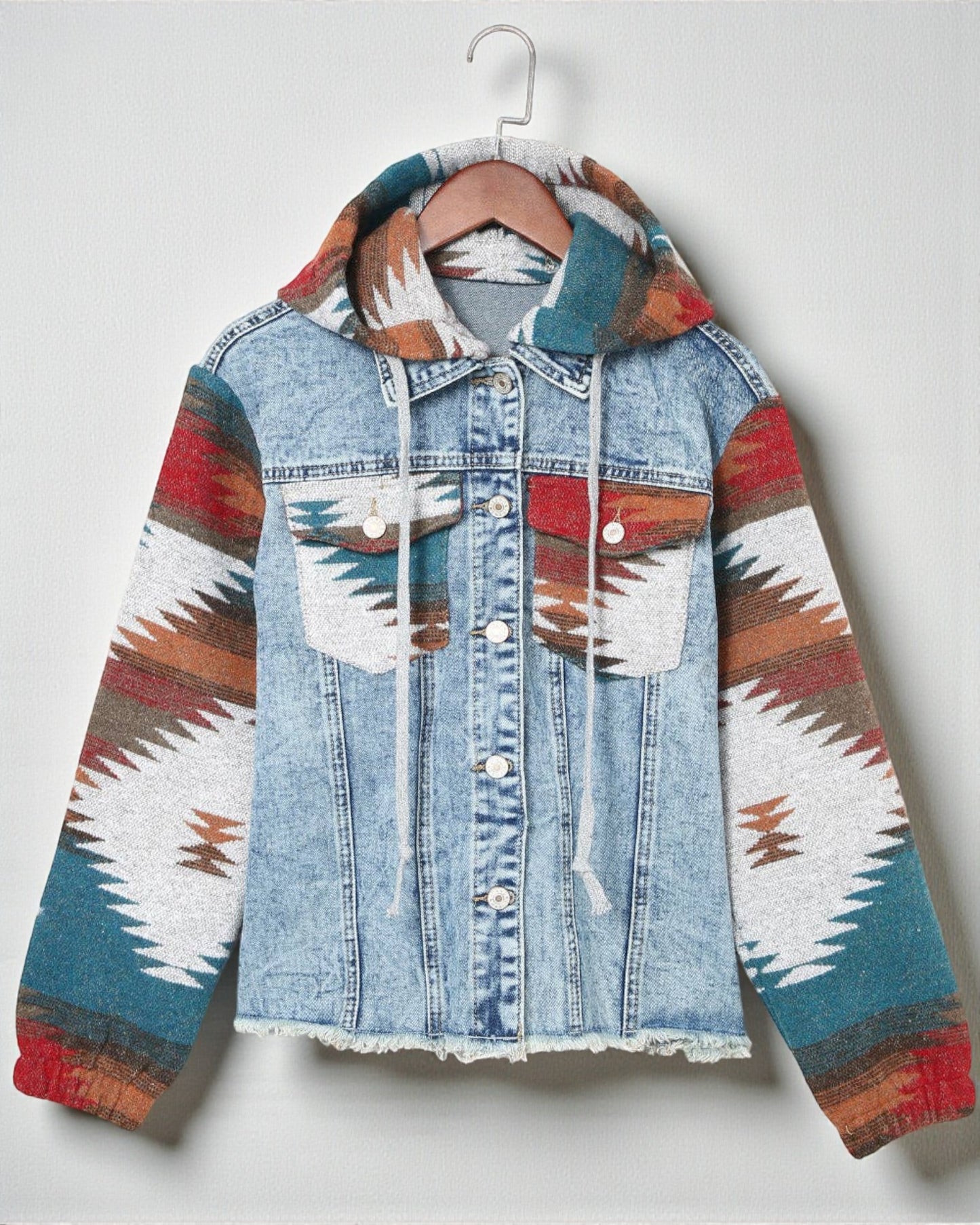 Denim Aztec Patchwork Jacket
