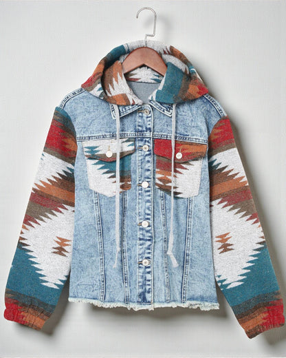 Denim Aztec Patchwork Jacket