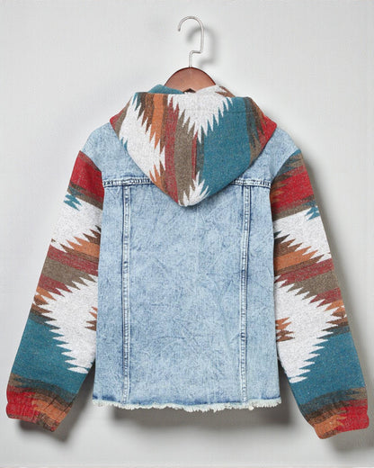 Denim Aztec Patchwork Jacket