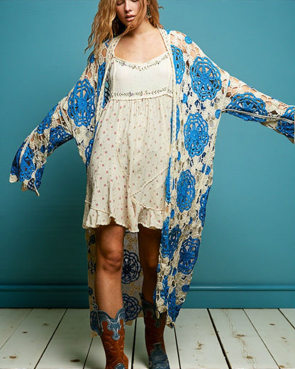 Golden Grace Crochet Duster