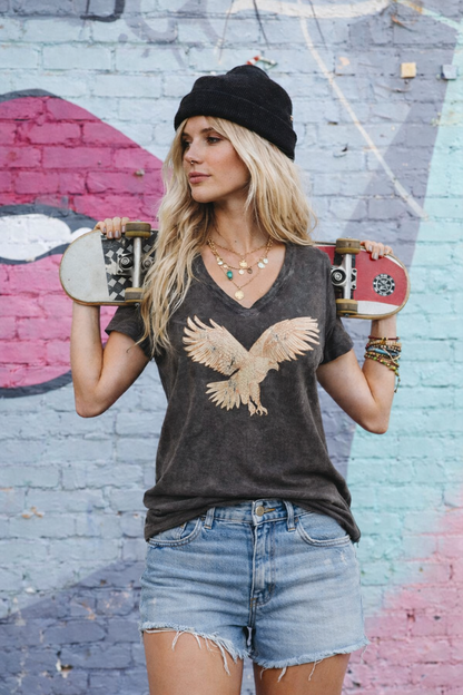 Roam Free Eagle Tee — Vintage Mineral Wash