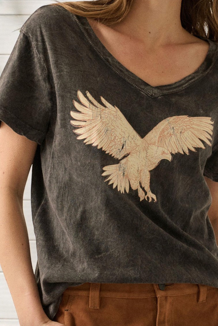 Roam Free Eagle Tee — Vintage Mineral Wash