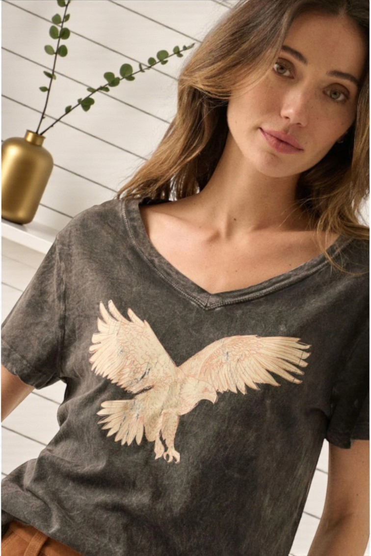Roam Free Eagle Tee — Vintage Mineral Wash