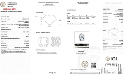 1.36 CT 18K Solid Rose Gold Radiant-Cut Diamond Ring