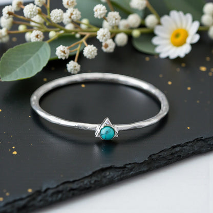 Sterling Silver Tiny Turquoise Triangle Ring