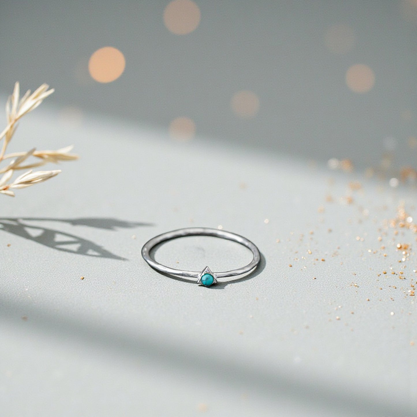 Sterling Silver Tiny Turquoise Triangle Ring