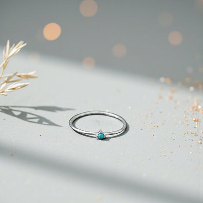 Sterling Silver Tiny Turquoise Triangle Ring