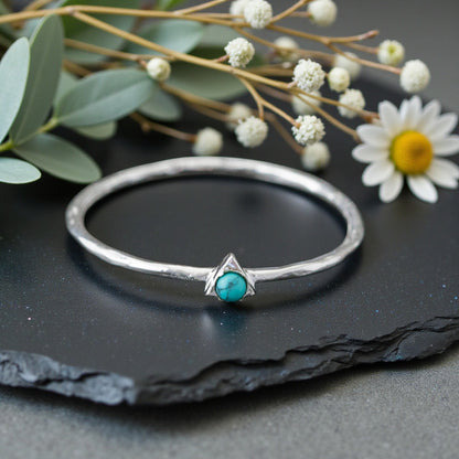 Sterling Silver Tiny Turquoise Triangle Ring