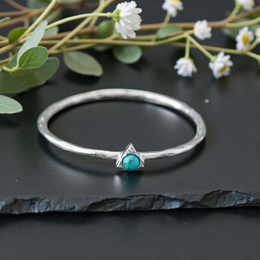 Sterling Silver Tiny Turquoise Triangle Ring