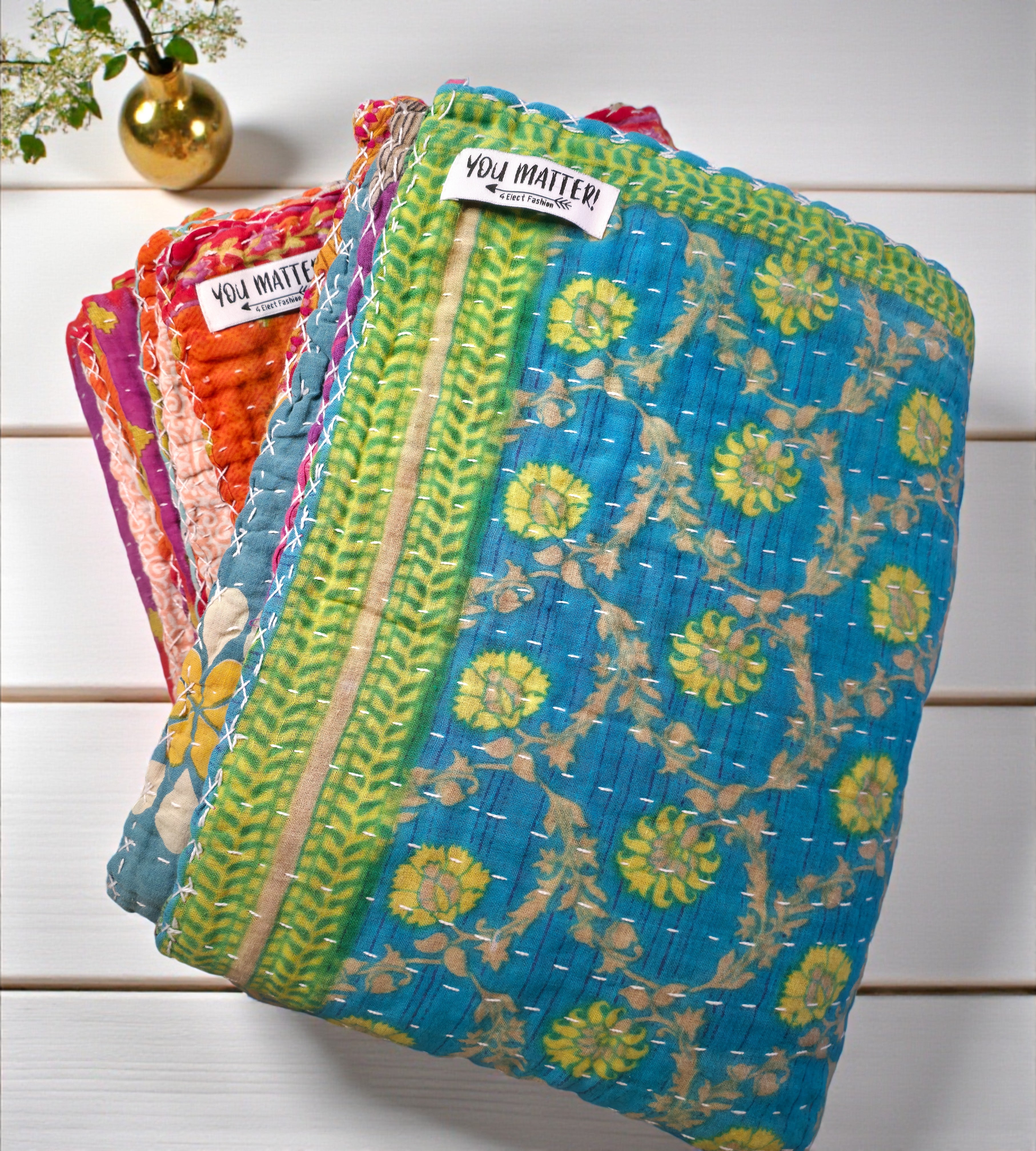 Vintage Kantha Quilt – One of a Kind Heirloom – 4 Elect Fashion