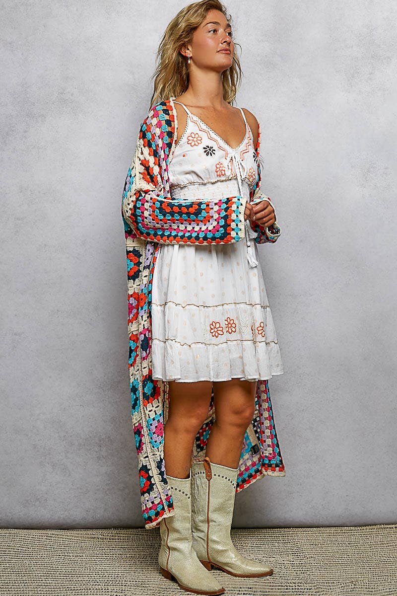 Vintage Crochet Boho Duster