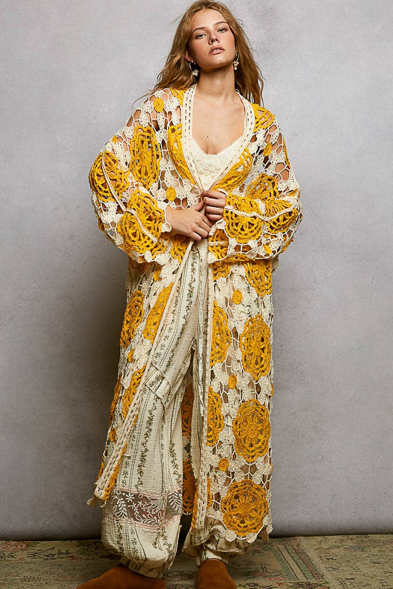 COMING SOON! Maxi Long Sleeve Crochet Open Cardigan