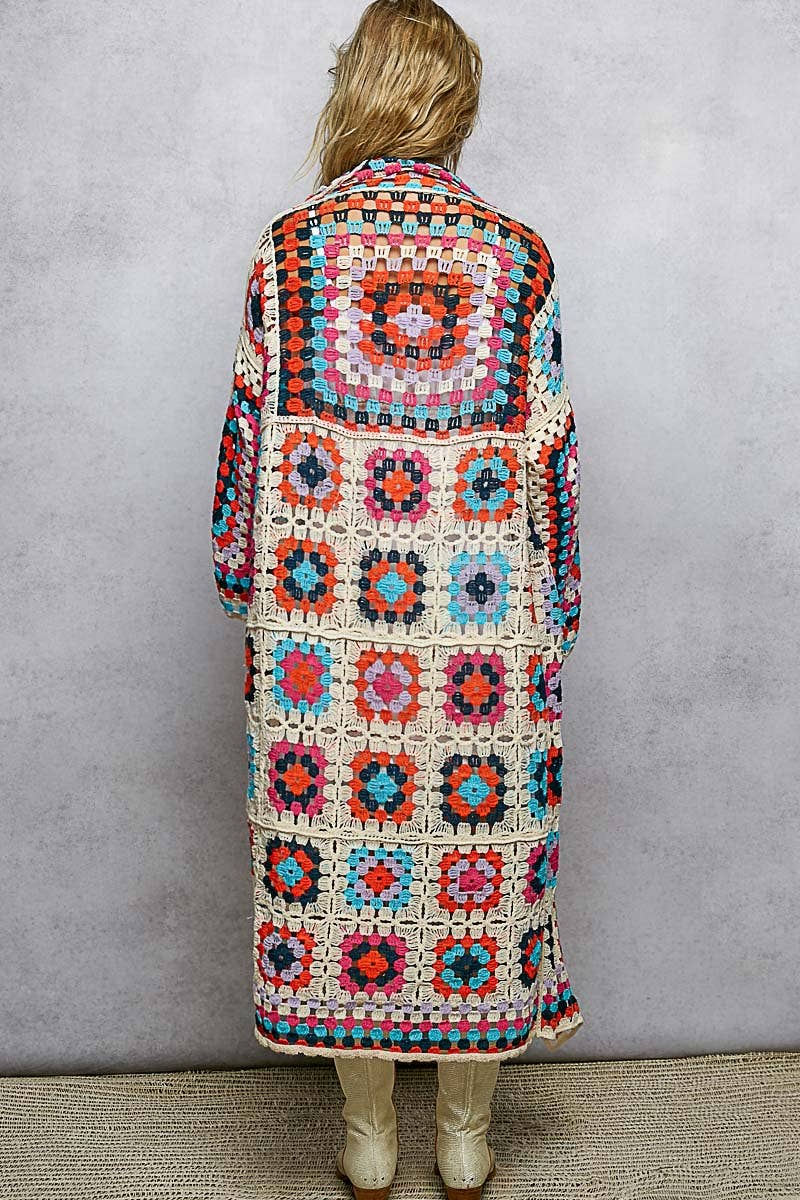 Vintage Crochet Boho Duster