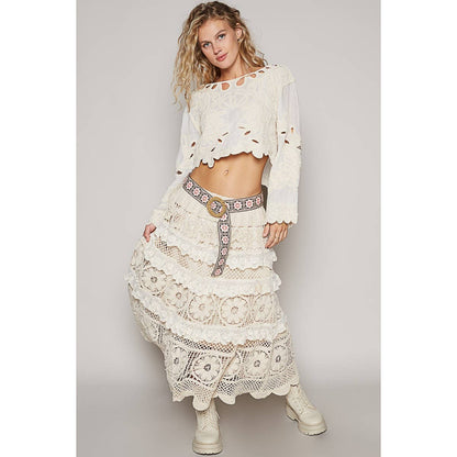 COMING SOON! Cropped Long Sleeve Solid Crochet Top