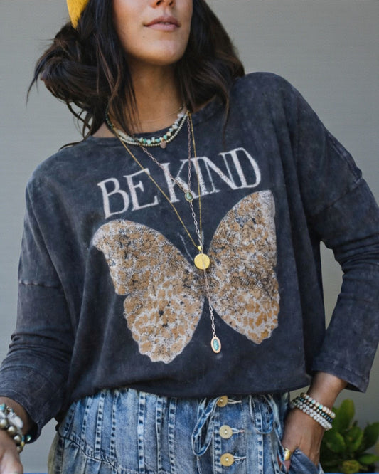 Be Kind Mineral-Wash Graphic Tee