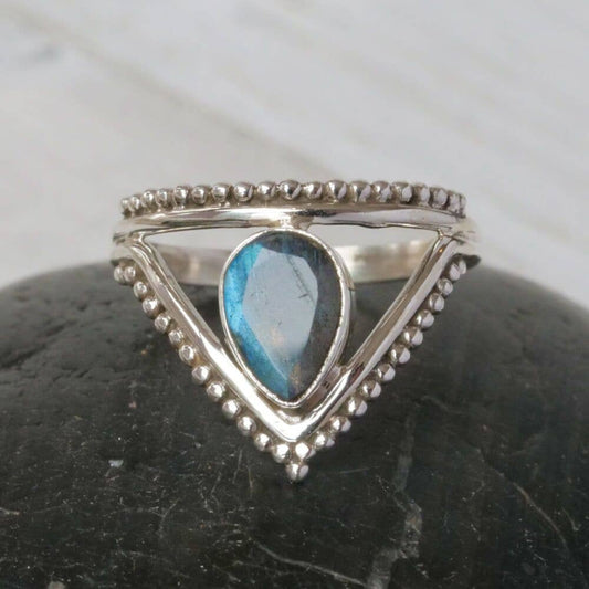 Sterling Silver Spotted Triangle Ring