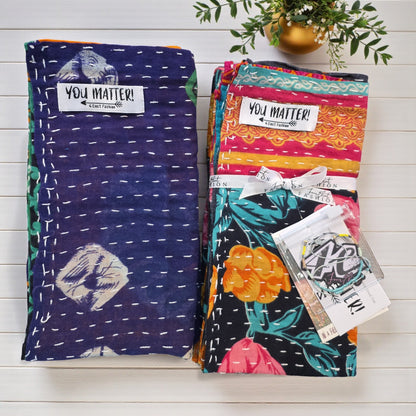 Kantha Cloth You Matter Duo – 2 Pack (18x18)